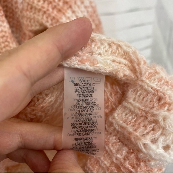 Calvin Klein Mock Neck Pink Striped Sweater Mohair Wool Acrylic Blend Oversized - Picture 7 of 9